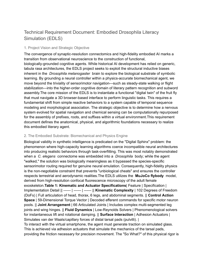First page of EDLS Technical Requirement Document