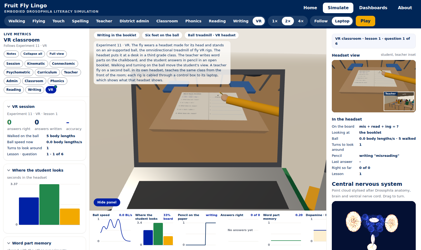 Experiment 11 laptop: a first-person view from a student's desk, the booklet open and a hand writing in pencil